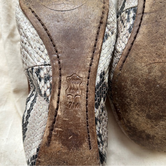 Tory Burch Caroline Snakeskin Print Metallic Logo Leather Ballet Flats Size 7M - Picture 7 of 9